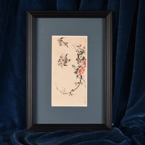 Aquarelle Oiseaux et fleurs Chine Fin du XIXe Siècle - Imagen 1 de 4