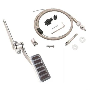 Universal Polished Aluminum Accelerator Pedal & Mr Gasket Cable Kit - Picture 1 of 7