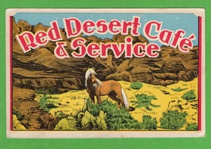VINTAGE ORIGINAL 1950 "RED DESERT CAFE & SERVICE" RED DESERT WY WASSER AUFKLEBER SCHÖN - Bild 1 von 2