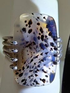 Artisan Made Silver and Agate Handcrafted Ring Size 8.50 - Picture 1 of 7