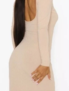 Ex Chainstore Scoop Back Wrap Front Ribbed Midi Dress Sizes 8 10 12 14 16 18 - Picture 1 of 27