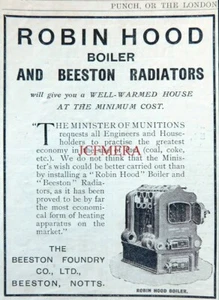 Beeston 'ROBIN HOOD' Home Boilers WW1 Advert #7 - Original Antique 1916 Print - Picture 1 of 1