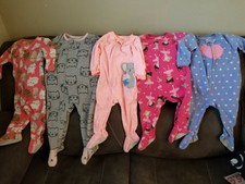 5 pairs Carters Zip Up Footie Pajamas