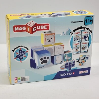 New Geomag Magicube 8 Piece Magnetic Cube STEM Polar Animals Building Block Set - Image 1 of 2