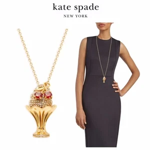 NWT Kate Spade ICE CREAM SUNDAE 12-K Gold Plated CZ Crystal Long Necklace-$129 - Picture 1 of 12
