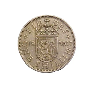 1956 GREAT BRITAIN ELIZABETH II 1 SHILLING KM# 904 - NICE CIRC COIN! -c6250xux - Picture 1 of 2