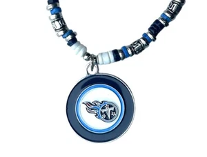 NFL Licensed Tennessee Titans Puka Bead Pendant and 18 inch Chain RAM F8D5Q - Picture 1 of 2