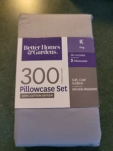 Better Homes & Gardens King Pillowcase Set 300 Count 100% Cotton Gray Silver - Picture 1 of 5