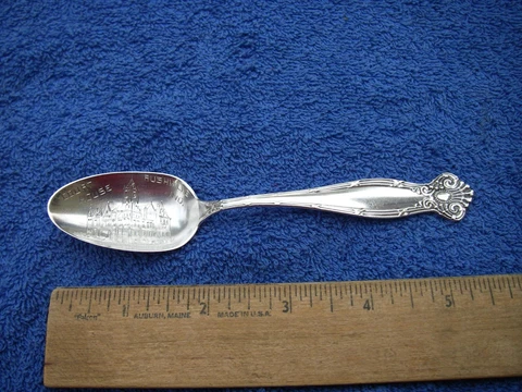 Good INDIANA Sterling SOUVENIR SPOON-RUSHVILLE Court House Bowl-Towle EMPIRE Cover