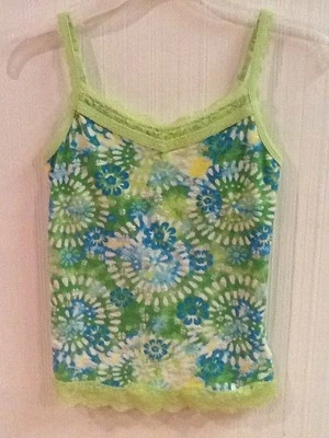 Camiseta sin mangas Justice Girls correas ajustables borde de encaje estante interior verde azul 12 Foto 1 de 4