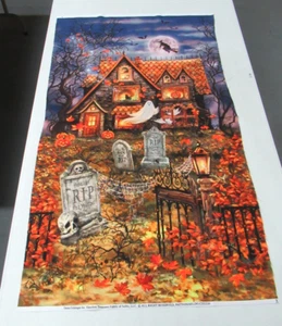 Timeless Treasures quilt-craft fabric HAUNTED HOUSE PANEL 2/3 yd (cd-3230)Spooky - Picture 1 of 3