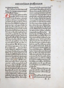 INKUNABEL SCHATZBEHALTER TEXT BLATT CHRISTI TATEN ANTON KOBERGER NÜRNBERG 1491 - Picture 1 of 1