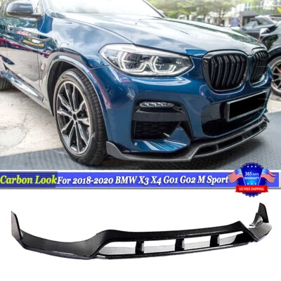 Carbon Look ABS Front Bumper Lip Splitter For 2018-20 BMW X3 X4 G01 G02 M Sport Foto 1 de 4