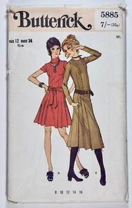 1970’s Vintage Sewing Pattern Butterick 5885 Misses Pleated Dress Bust 34” - Picture 1 of 6