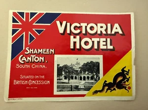 1906 Victoria Hotel, Shameen Island, Canton, China, Richter Dragon Gepäck Etikett - Bild 1 von 8