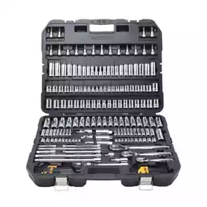 DEWALT Mechanics Tool Set 192-Piece Metric, SAE Silver Hard Shell Carrier Chrome - Picture 1 of 4