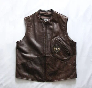 World Traveler Century Buttery Soft Brown Leather Sleeveless Motorcycle Vest 52 - Picture 1 of 8