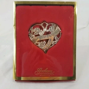 Gorham 2002 Our First Christmas Silver Plated Heart Shape Ornament Tarnished - Picture 1 of 8