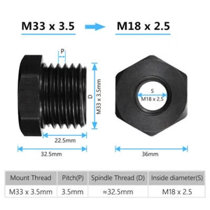 1PCS Adapter für Drechselfutter drechseln Planscheibe M33x3,5 auf M18-2,5 M33M18 - Bild 1 von 7