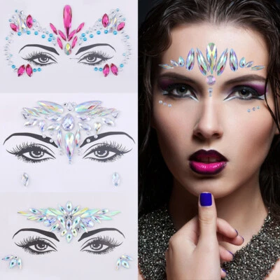 JUPITERJX Adhesive Face Gems Glitter Jewel Tattoo Sticker Festival Rave Party Body Make Up