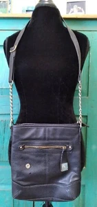 nicole miller Black Crossbody Shoulder Purse. Pebble Leather 10x9x2 Y2K  - Picture 1 of 5