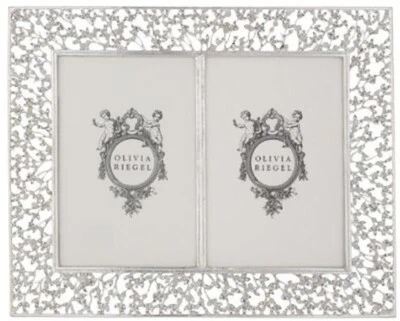 Olivia Riegel Silver Isadora Double Frame 4x6 w/ Hand Set Crystals - Image 1 of 4