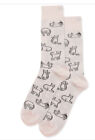 $12 Men's Hot Socks Pale Pink Cat Crew   Size 10-13 B1