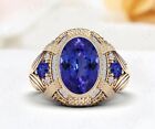 Oval Cut Tanzanite 14k Rose Gold Plated on 925 Silver Cocktail Ring For Women