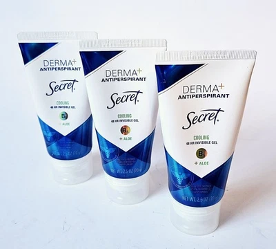 Secret Derma + Antiperspirant Invisible Gel Cooling Aloe 2.5oz Lot Of 3 NEW - Image 1 of 2