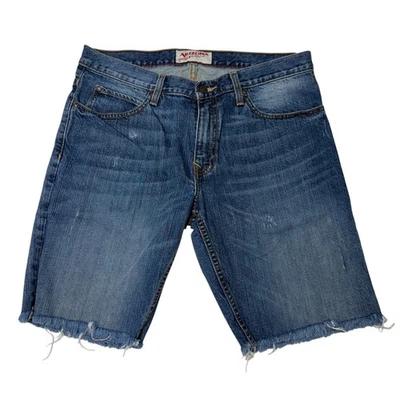 Arizona Jean Co Mens Distressed Denim Shorts Raw Hem Size 34 - Image 1 of 4