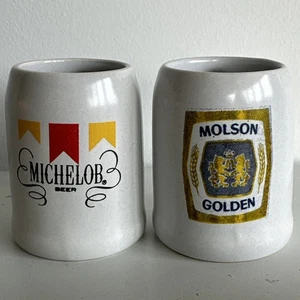 Molson Golden And Michelob Beer Mini Stein Mug Shot Glass 2 3/8” Vintage - Picture 1 of 9