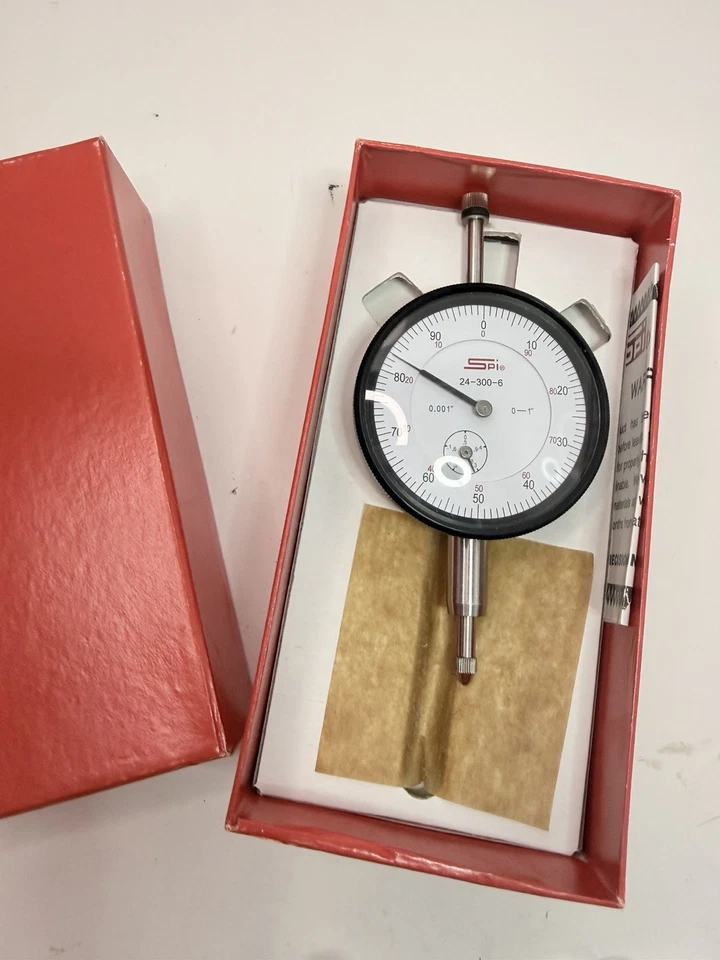 SPI Dial Indicator 24-300-6 0–1" Range 0.001" White Face – New Open Box - Image 1 of 4