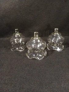 Set Of 3 Vintage HOMCO Home Interior CLEAR FLUTED RUFFLED GLASS PEG VOTIVE CUPS  - Picture 1 of 10