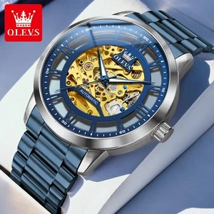 OLEVS Luxury Stainless Steel Skeleton Automatic Mechanical Watch for Men - Picture 1 of 18