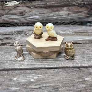 Vintage Handpainted Kitschy Miniature Owl Family Figures & Friends - Picture 1 of 6