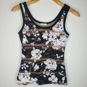 Cache Black & White Lace Tank Top Sz S Sheer Overlay Whimsigoth Fairy Grunge Y2K - Picture 1 of 12