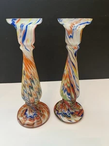 "Candelabros vintage de cristal de Murano 10"" multicolor" - Imagen 1 de 5