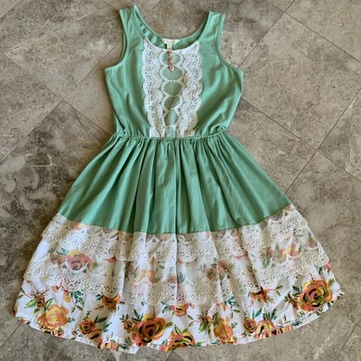 Matilda Jane Green Grass Grows Dress Women's S Green Sleeveless Cotton Stretch - Image 1 of 4