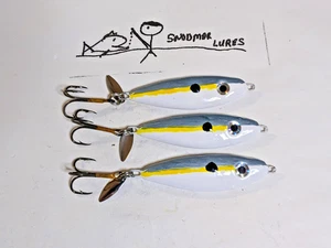 3 -1.5 oz Threadfin SHAD Fishing Casting Jigging Slab Lead Spoons Lures   - Picture 1 of 6
