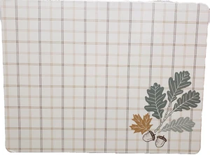 2er Set Hart Tischsets mit Korkrücken (12,6" x 16,5") KARIERTE BLÄTTER & EICHELN, KO - Bild 1 von 20