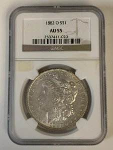 1882 O/S Morgan Silver Dollar NGC AU55 #927 - Bild 1 von 2
