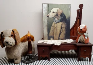 FOLK COLONIAL REPRODUCTION MEDIEVAL PRIMITIVE VINTAGE STYLE DOG SERIES #8 SIGN - Picture 1 of 10