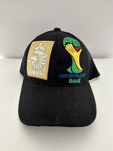 2014 FIFA World Cup Brasil Brazil KNVB ~ Black Hat Cap ~ Adjustable NEW Soccer - Picture 1 of 5