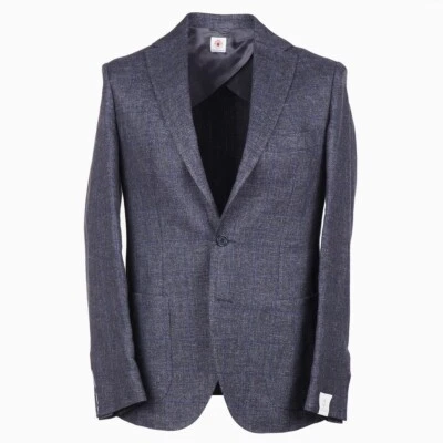 Abrigo deportivo Luigi Borrelli extra delgado gris a cuadros lana-lino 40R (UE 50) NUEVO CON ETIQUETAS Foto 1 de 4