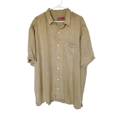 Dash Hemp Santa Cruz Mens XXL Button-Up Short Sleeve Shirt 100% Hemp Beige - Image 1 of 4