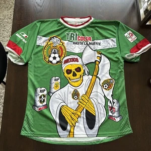 Mexico Germany 2006 World Cup Jersey Futbol Tricolor/Skull Hasta La Muerte - Picture 1 of 10
