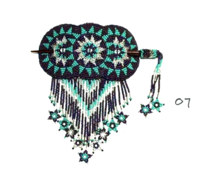 Cordón de 3 círculos con cuentas a mano con flecos de estrella cierre de palo con cuentas de 4,5" x 2,5" # 05 Foto 1 de 3