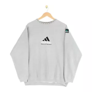 Vintage Adidas Equipment Sweatshirt 90s Spell Out Grey Mens Size L - Picture 1 of 10