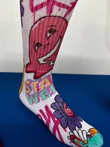 Mid-Calf Crew Ribbed Unique Weird Crazy Stay Weird Socks By Aquarius Designz - Picture 1 of 3