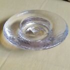 Textured Heavy Round Clear Glass Candle Holder Taper Or Pillar 6.5 Inch Diameter